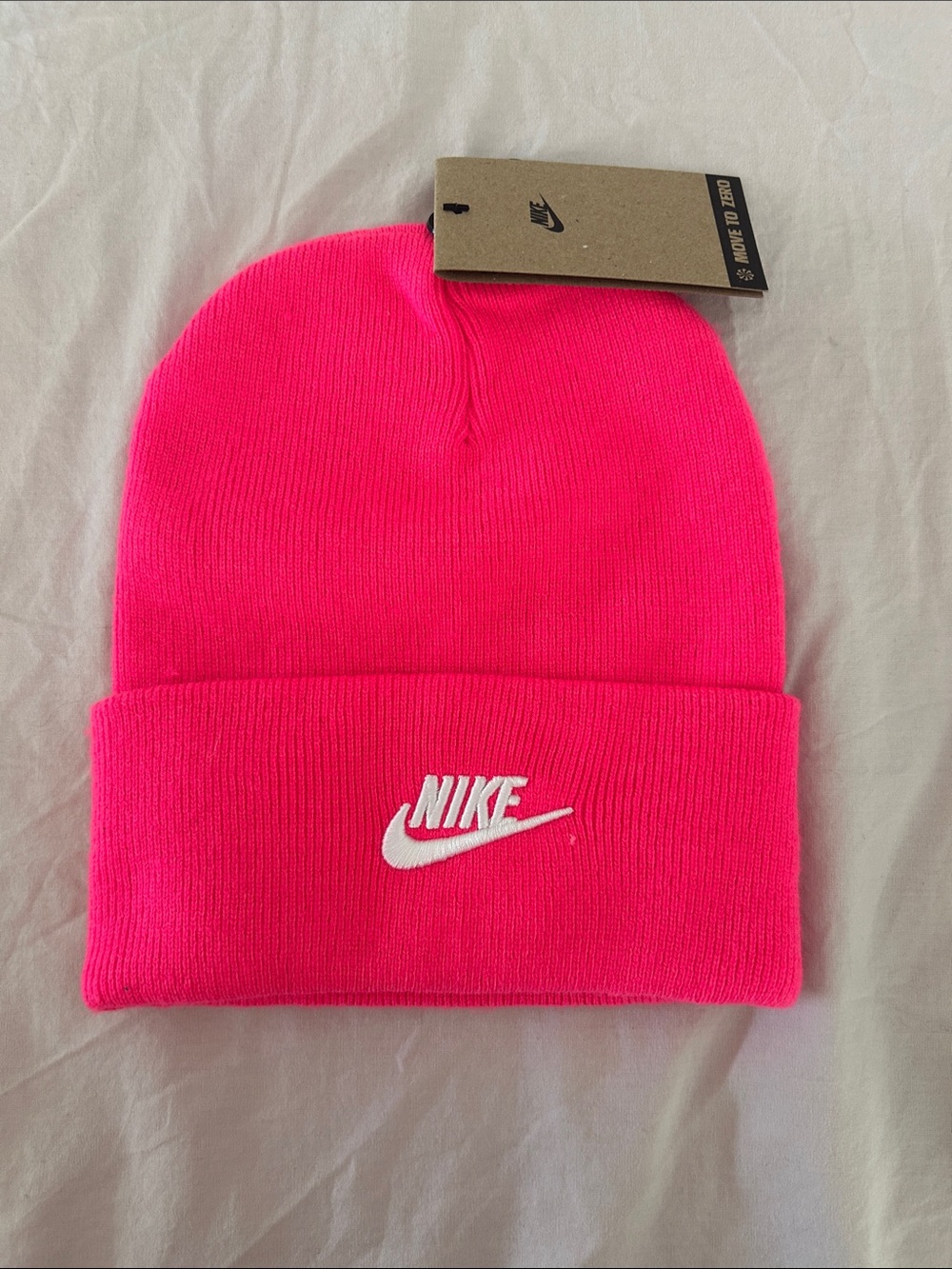 Nike Hot Pink Cuffed Beanie with White Swoosh